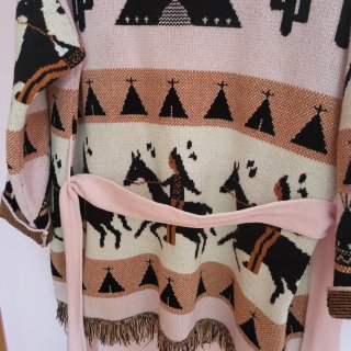 Chaqueta punto flecos T.U. étnica
