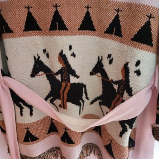 Chaqueta punto flecos T.U. étnica