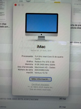 iMac 27 3.4GHz Intel Core i5 4 núcleos