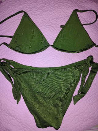 Bikini Calzedonia lentejuelas triángulo lazos