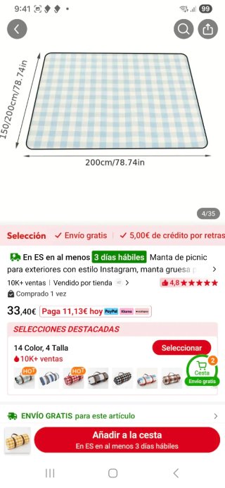 Alfombra de picnic enorme