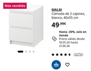 Mesita de noche Ikea blanca
