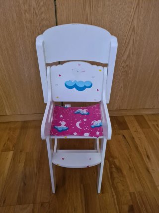 Cuna y trona de madera para muñecas