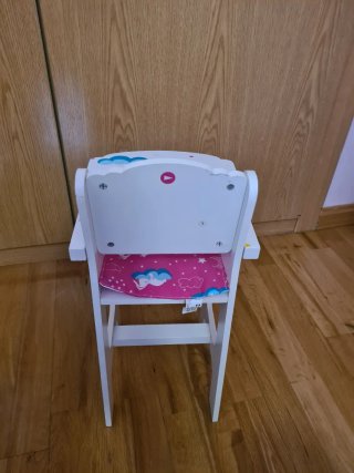 Cuna y trona de madera para muñecas