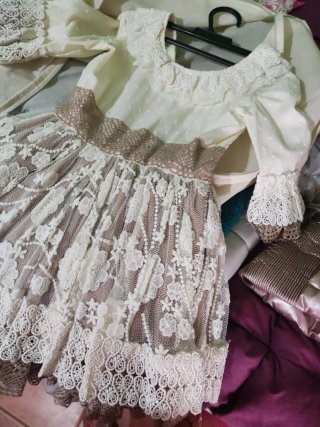 Vestido Comunión/Dama Niña Beige/Blanco
