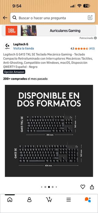 Logitech G413 TKL SE Teclado Mecánico Negro