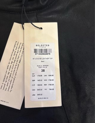 Maglia nera manica corta vera pelle