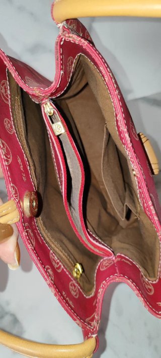 Bolso de piel El Potro rojo y marrón