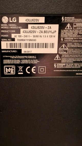 Despiece TV LG 43UJ620V