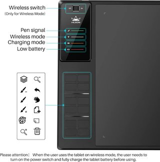 Tableta Gráfica HUION WH1409 Inalámbrica
