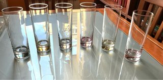 Set 6 Bicchieri Alti Oro Trasparenti