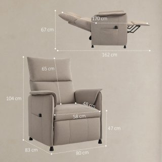 Sillón reclinable de tela beige