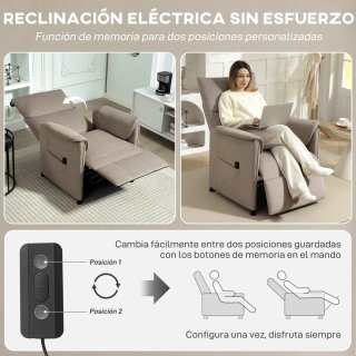 Sillón reclinable de tela beige