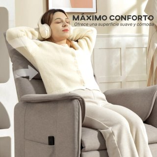 Sillón reclinable de tela beige