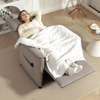 Sillón reclinable de tela beige