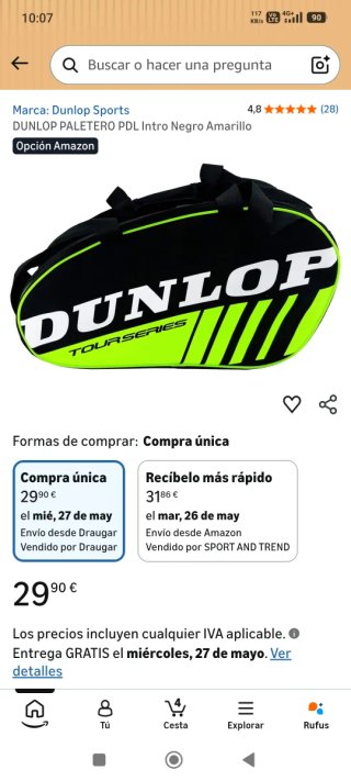 Paletero Pádel Dunlop Tour Series Negro/Amarillo