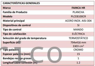 Plancha Gas Cromo Serie 100 - PLC8100CR
