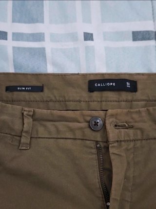 Pantaloni Chino Slim Uomo Verde Oliva Taglia 50