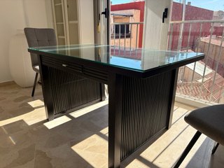 Mesa de comedor cristal y madera