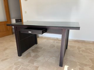 Mesa de comedor cristal y madera