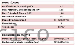 Plancha Gas Acero Rectificado Serie 100 - PLC10100RT