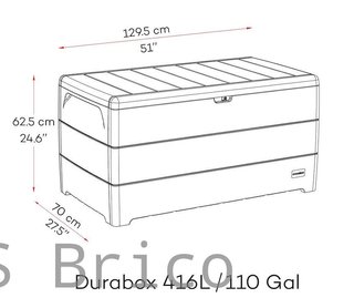 Baúl Arcón PVC 416 L Gris Oscuro - 70x129x62 cm - Duramax