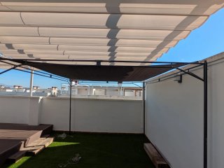 Cenador de aluminio beige 403x302 cm.
