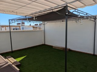 Cenador de aluminio beige 403x302 cm.