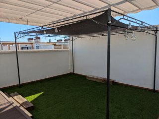 Cenador de aluminio beige 403x302 cm.