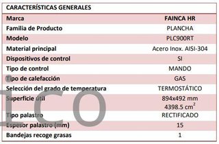 Plancha Gas Acero Rectificado Serie 500 - PLC900RT