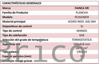 Plancha Gas Cromo Serie 100 - PLC6100CR