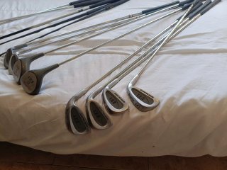 Bolso y palos de golf