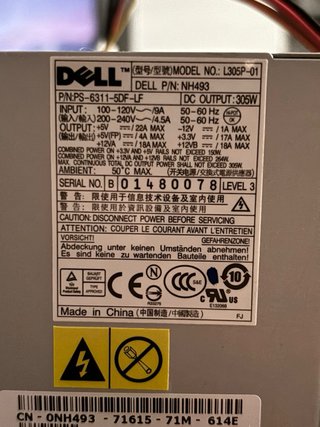 Fuente Alimentación Dell 305W