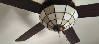 Lámpara Techo Ventilador Madera Cristal