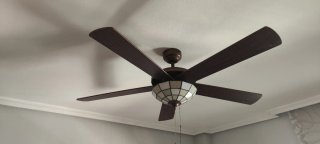 Lámpara Techo Ventilador Madera Cristal