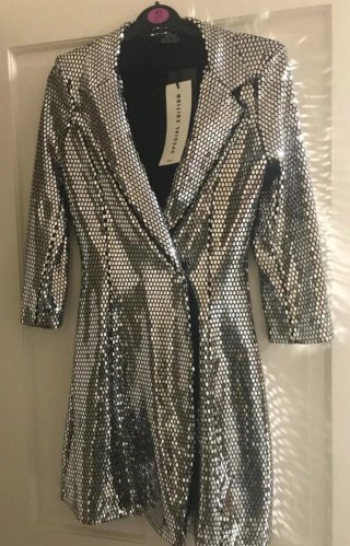 Chaqueta blazer lentejuelas plateadas