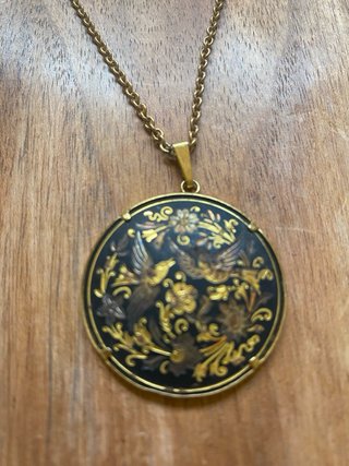 Colgante Damasquino Negro y Dorado vintage