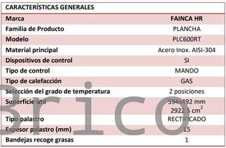 Plancha Gas Acero Rectificado Serie 500 - PLC600RT