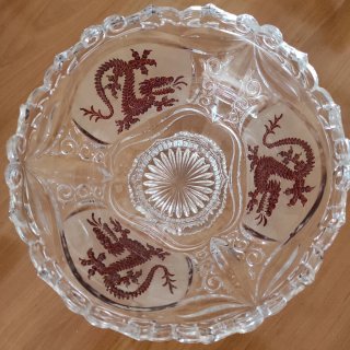 Centro de mesa cristal tallado rojo