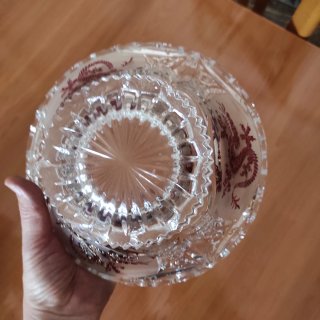 Centro de mesa cristal tallado rojo