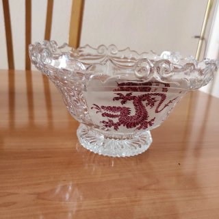 Centro de mesa cristal tallado rojo