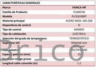 Plancha Eléctrica Acero Rectificado Serie 100 - PLCE6100RT