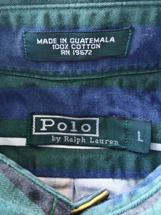 Polo Ralph Lauren shirt a righe L verde crest 90s