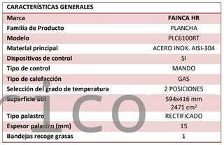 Plancha Gas Acero Rectificado Serie 100 - PLC6100RT