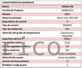 Barbacoa Gas Serie 500 - B600