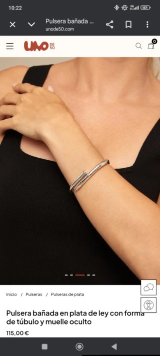 Pulsera UNO de 50 bañada en Plata de Ley
