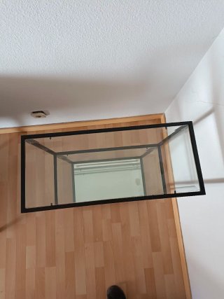 Estanterías de cristal con estructura metálica.