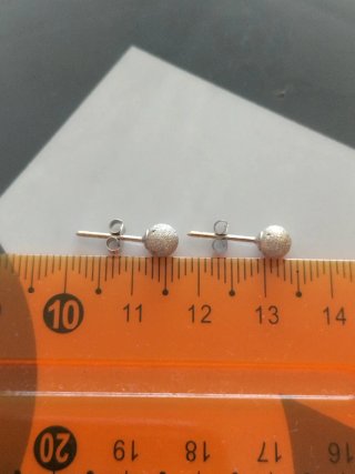 Pendientes Oro Blanco Unisex Bolas Mate nuevos