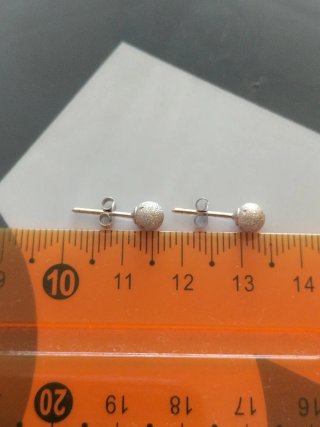 Pendientes Oro Blanco Unisex Bolas Mate nuevos