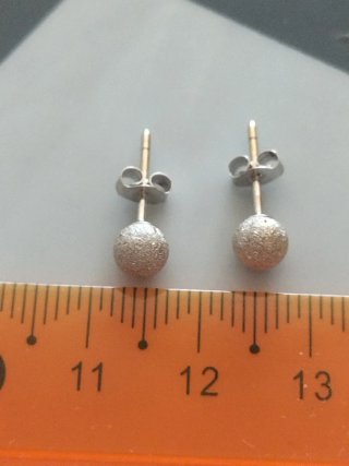 Pendientes Oro Blanco Unisex Bolas Mate nuevos